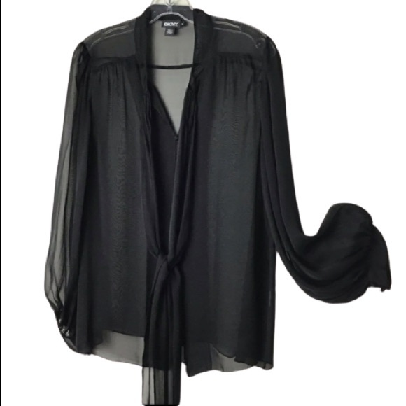 DKNYC Tops - DKNY BLOUSE Black sheer long sleeves